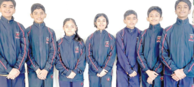 ध्रुव ग्लाेबल स्कूल की अद्विका और श्रावणी ने जीता कांस्य पदक